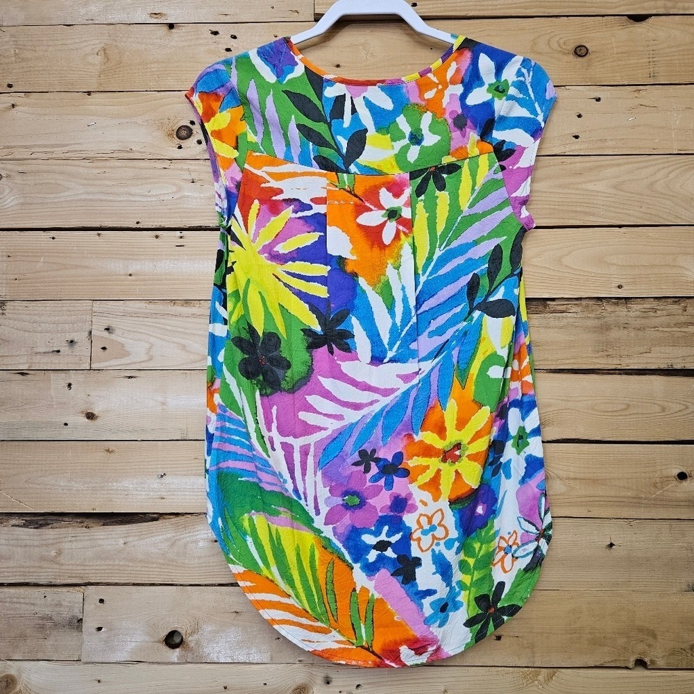 Jams World Daydreamer Eclair Floral Tropical Top Womens XS Made in Hawaii W661 - Picture 3 of 9
